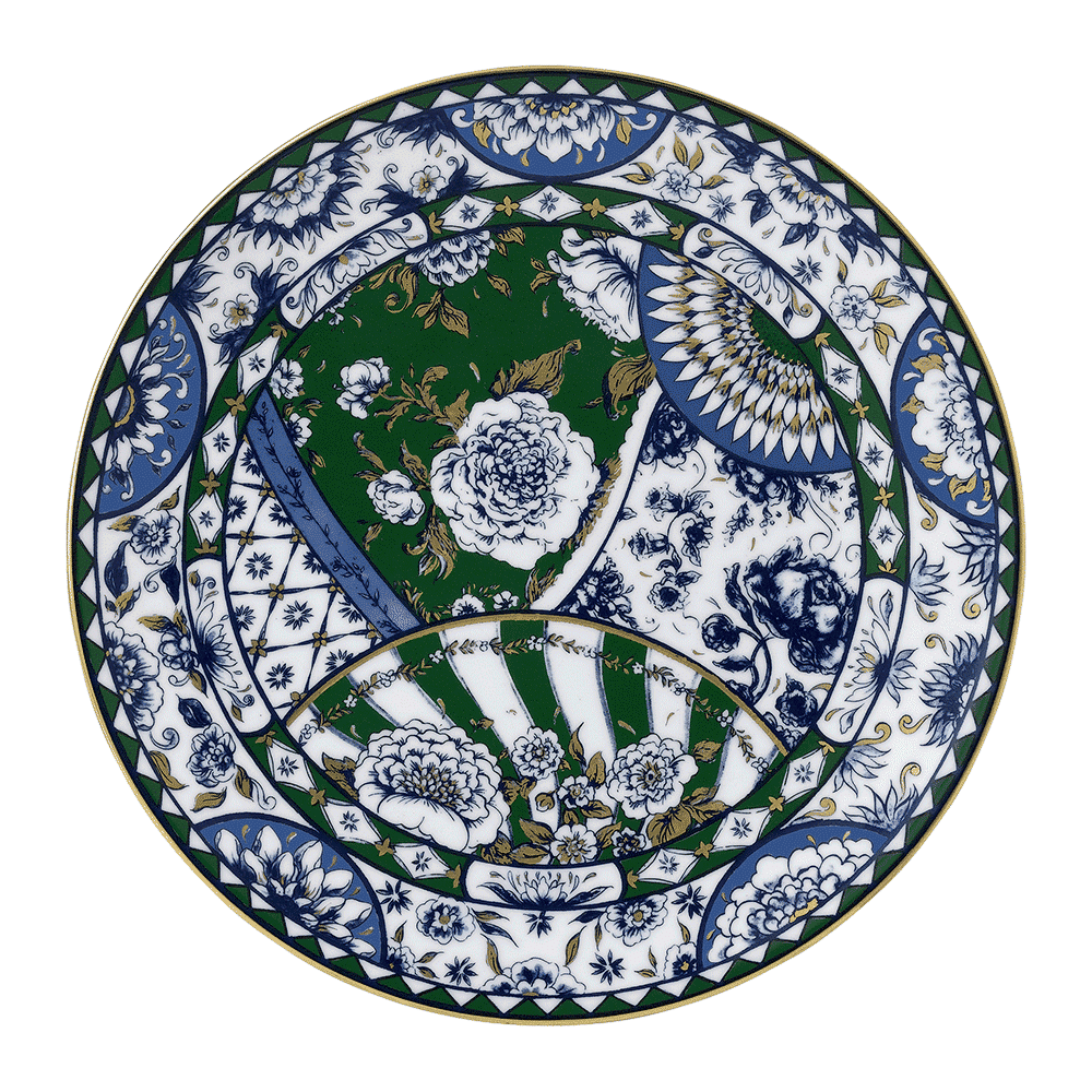 Royal Crown Derby Victorias Garden Blue and Green Dinner Plate (27cm) – official product image