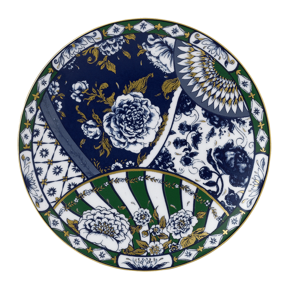 Royal Crown Derby Victorias Garden Blue and Green Salad Plate (21cm) – official product image