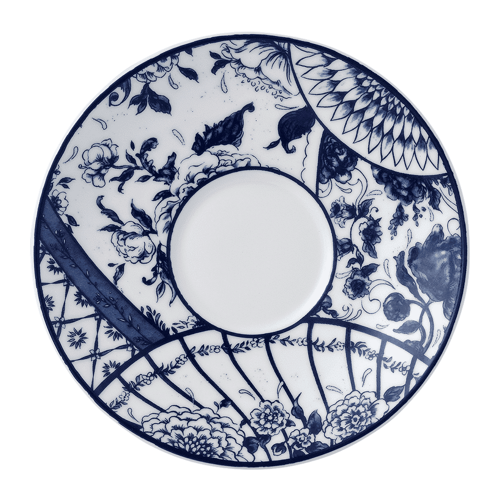 Royal Crown Derby Victorias Garden Blue Tea Saucer (15cm) – official product image