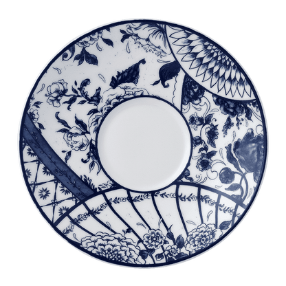 Royal Crown Derby Victorias Garden Blue Tea Saucer (15cm) – official product image