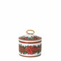 Decorative ceramic jar with floral design on a white background