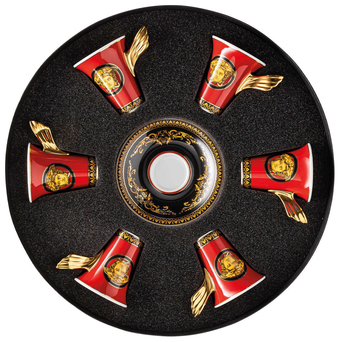 Versace Ikarus Medusa Red Gift Boxed Set of 6 x Demi Tasse Cup & Saucer
