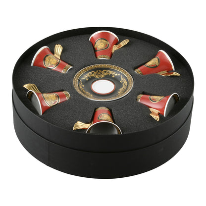 Versace Ikarus Medusa Red Gift Boxed Set of 6 x Demi Tasse Cup & Saucer