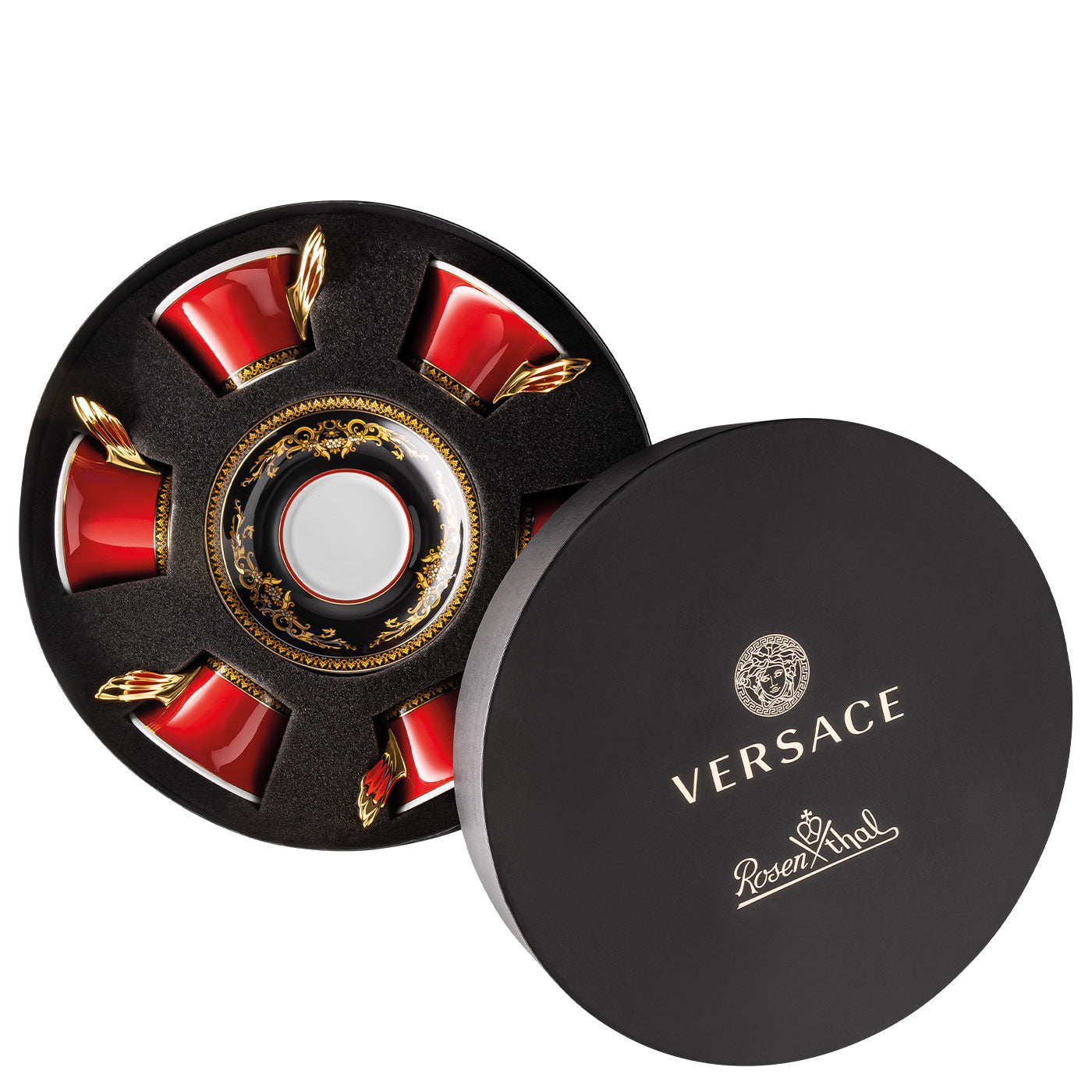 Versace Ikarus Medusa Red Gift Boxed Set of 6 x Teacup &amp; Saucer