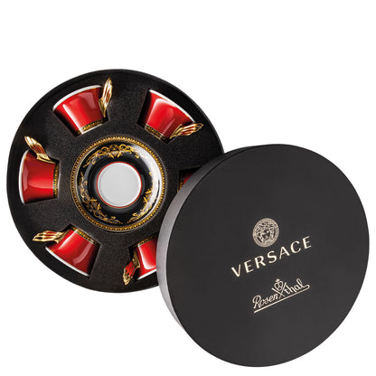 Versace Ikarus Medusa Red Gift Boxed Set of 6 x Teacup &amp; Saucer