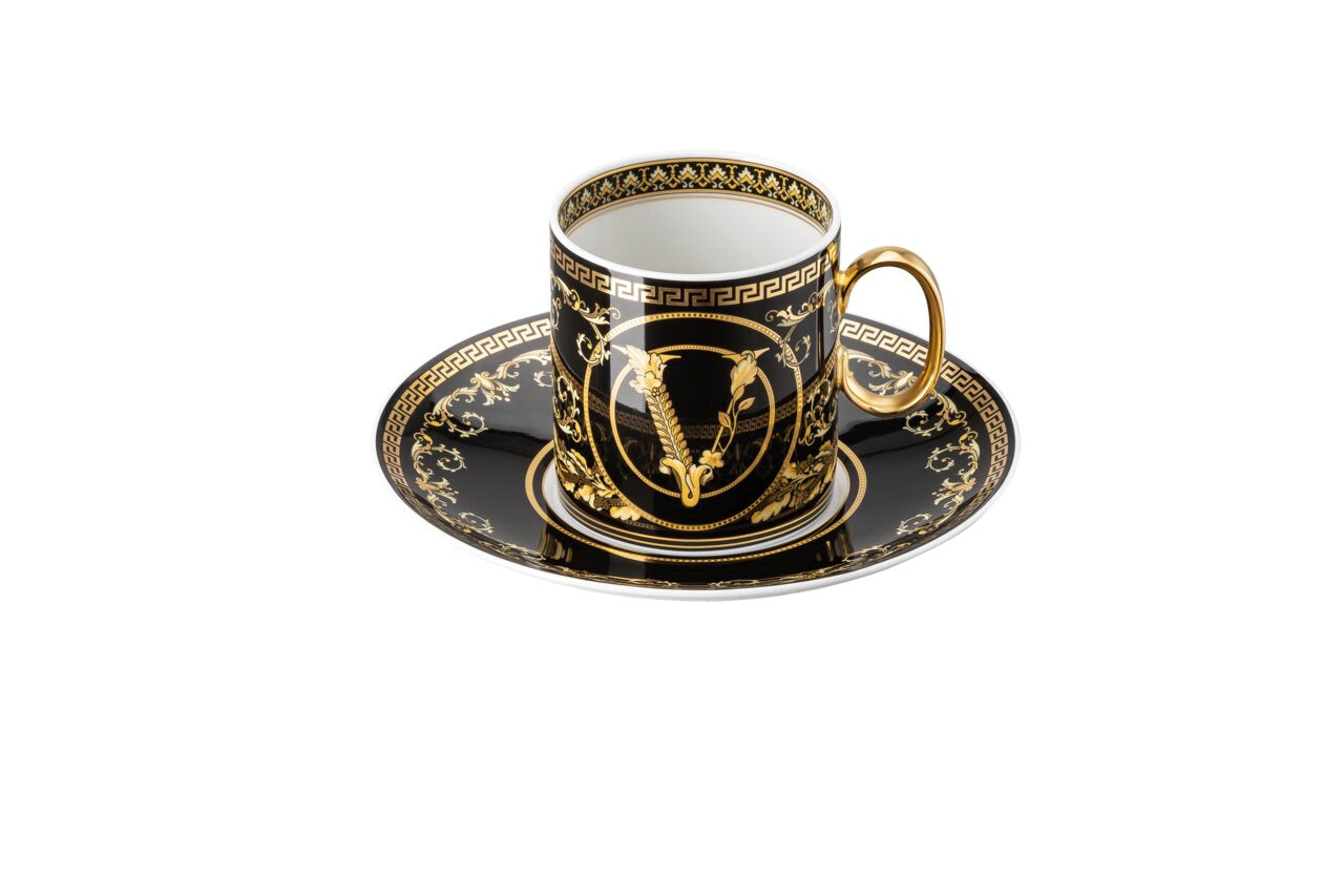Versace Virtus Gala Black Coffee Cup & Saucer (Cup & Saucer 4 Tall Style)