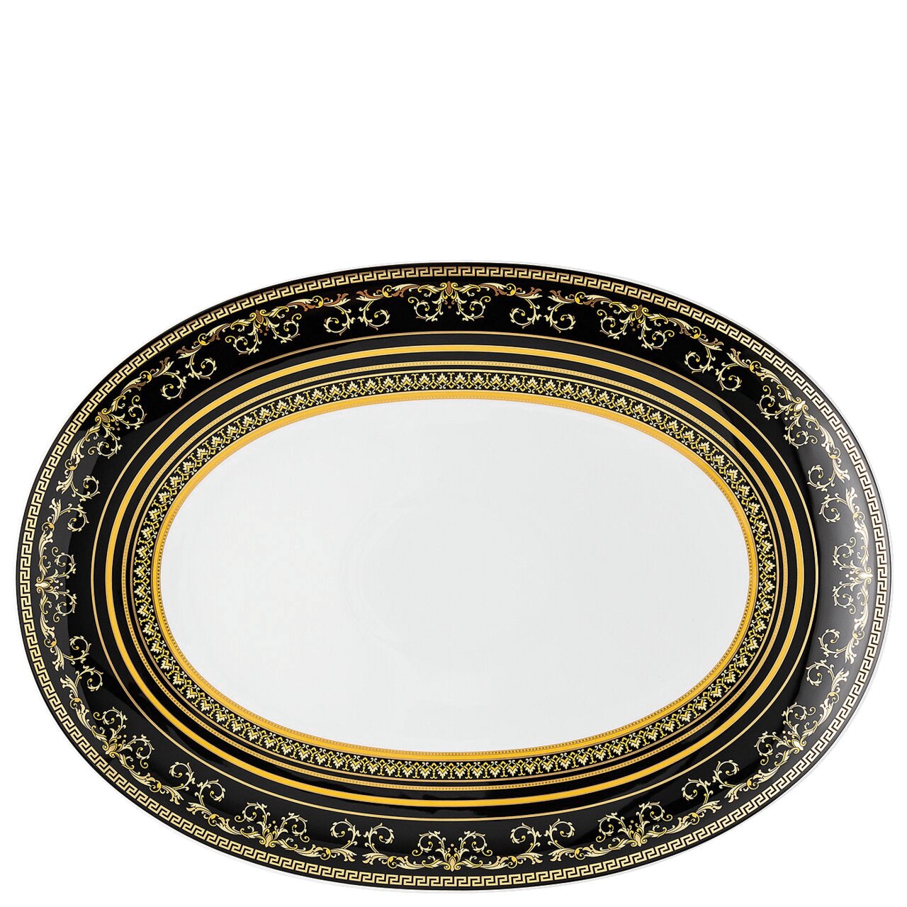 Versace Virtus Gala Black Oval Platter – 38 cm