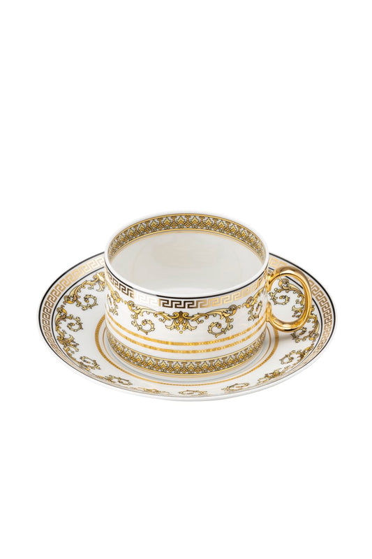 Versace Virtus Gala White Teacup & Saucer (Cup/Saucer 4 Low)