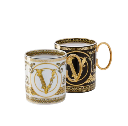 Versace Virtus Gala White & Black Mugs with Handle – Set of 2