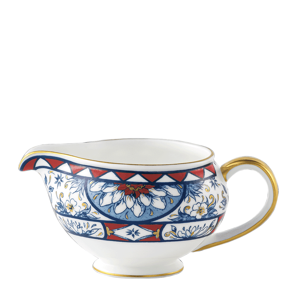 Royal Crown Derby Victorias Garden Blue and Red Cream Jug (300ml) – official product image