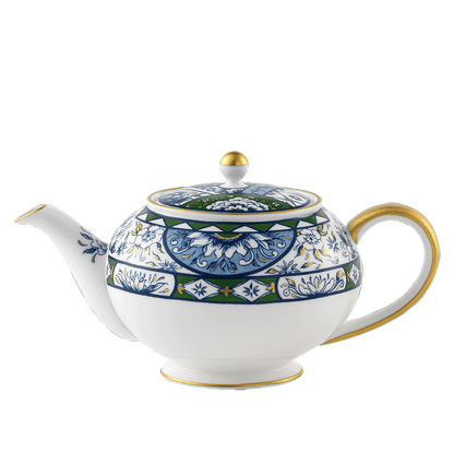 Royal Crown Derby Victorias Garden Blue and Green Teapot (1000ml) – official product image