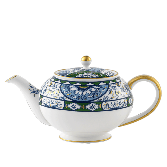 Royal Crown Derby Victorias Garden Blue and Green Teapot (1000ml) – official product image