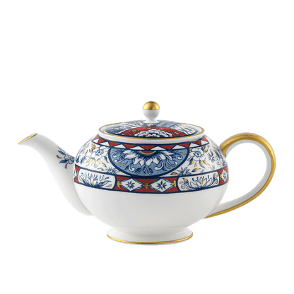 Royal Crown Derby Victorias Garden Blue and Red Teapot (1000ml) – official product image