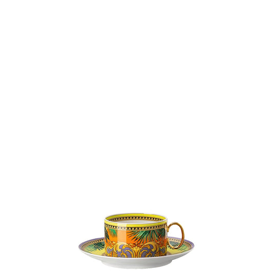 Versace Jungle Animal.Yellow Cup/Saucer 4 low – front view