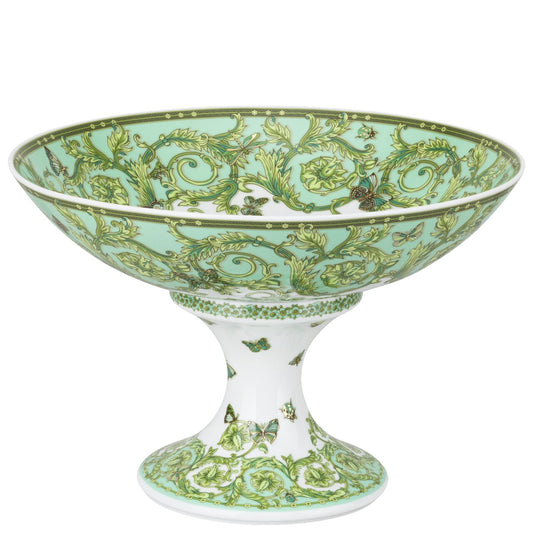 Versace Le Jardin Green Footed Bowl 35 cm by Rosenthal meets Versace – front product view
