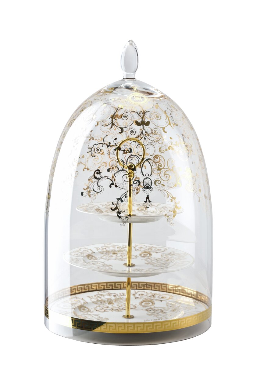 Versace Medusa Gala Etagere 3 tiers – shown with display dome